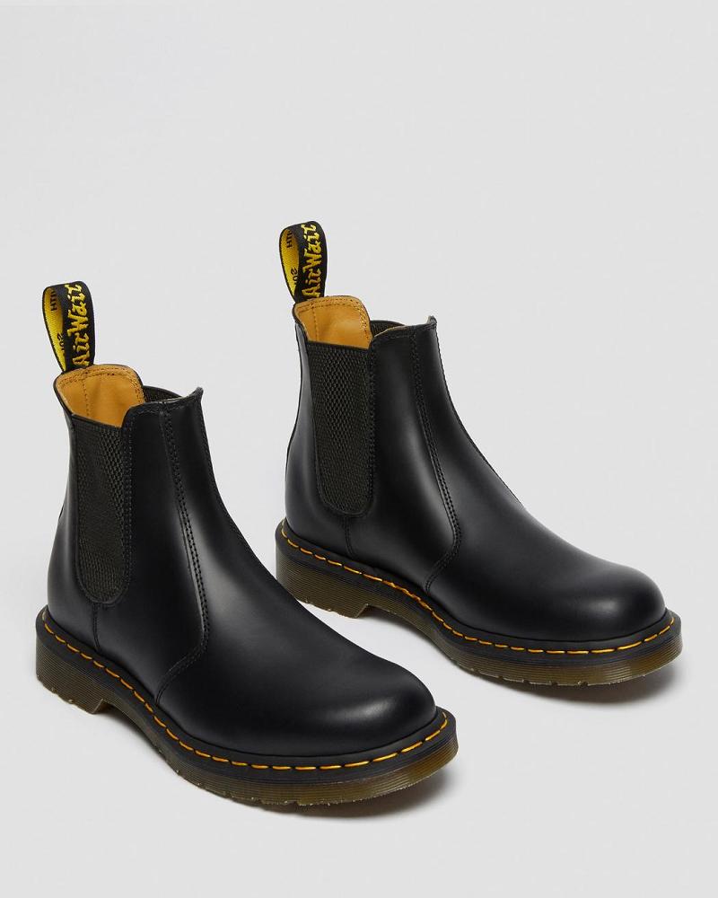 Botines Chelsea Dr Martens 2976 Yellow Stitch Smooth Cuero Mujer Negros | MX 649FDN